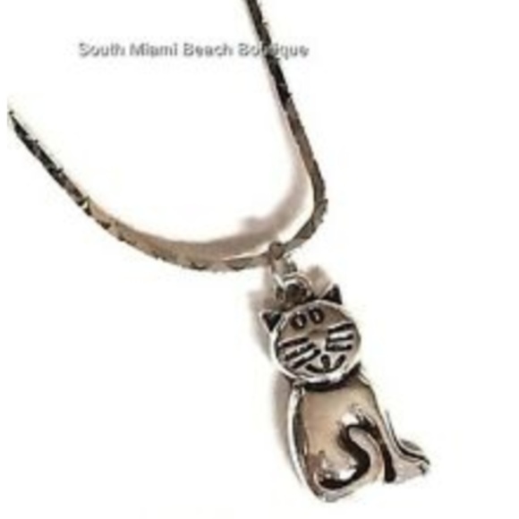 Silver Kitten Cat Lady Charm Pendant Necklace 18" Rescue Gift - Picture 2 of 8